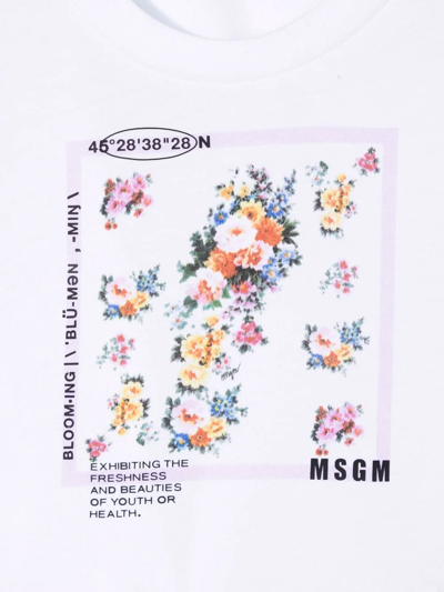 Shop Msgm Floral-print Cotton T-shirt In White