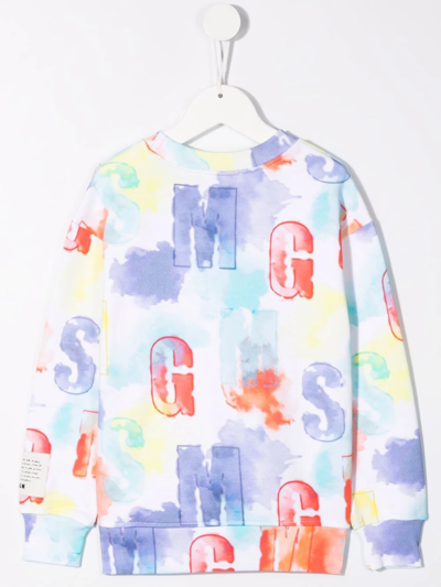 Msgm White Sweatshirt For Boy With Spots In White