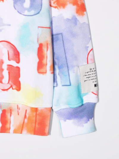Msgm White Sweatshirt For Boy With Spots In White