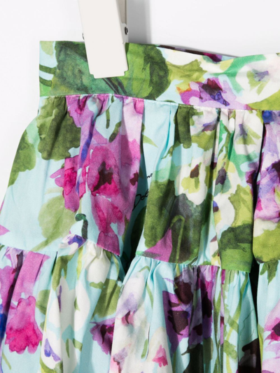 Shop Dolce & Gabbana Floral-print Flared Skirt In Blue