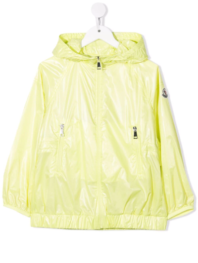 Shop Moncler Lightweight Hooded Rain Jacket In Yellow