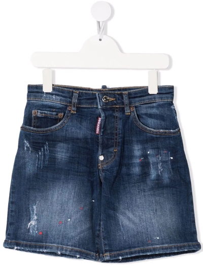 Shop Dsquared2 Distressed-finish Denim Shorts In Blue