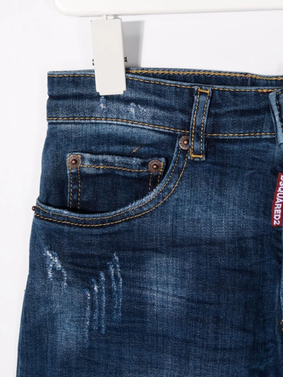 Shop Dsquared2 Distressed-finish Denim Shorts In Blue