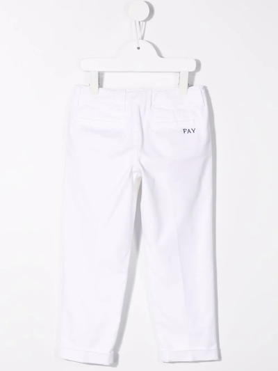 Shop Fay Straight Leg Cotton Trousers In White