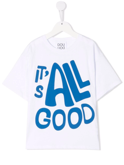 Shop Douuod Slogan-print Cotton T-shirt In White