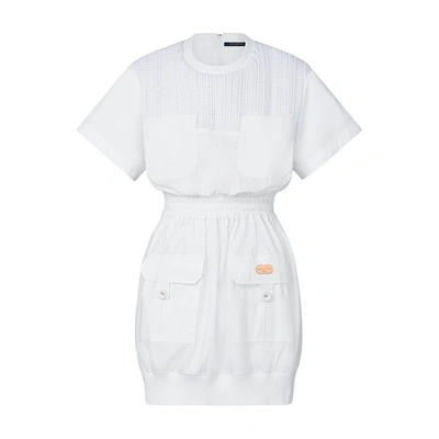 Shop Louis Vuitton Utility Style Woven Insert Dress In Blanc