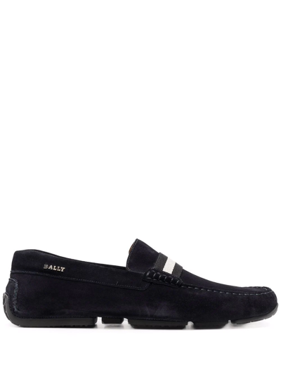 Bally Stripe Pattern Loafers In Blau