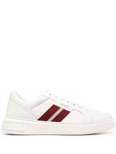 Shop Bally Side Stripe Detail Sneakers In Weiss