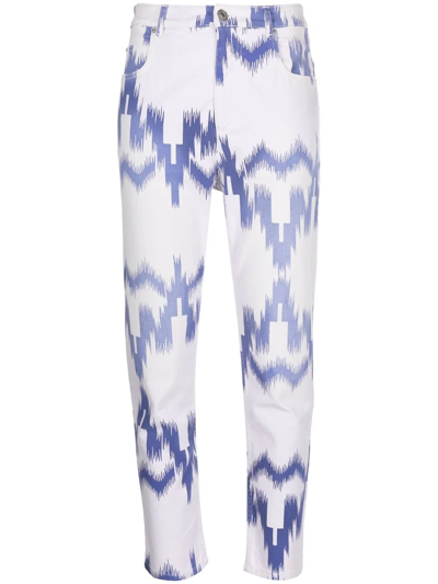 Shop Isabel Marant Étoile Patterned Cropped Jeans In Weiss