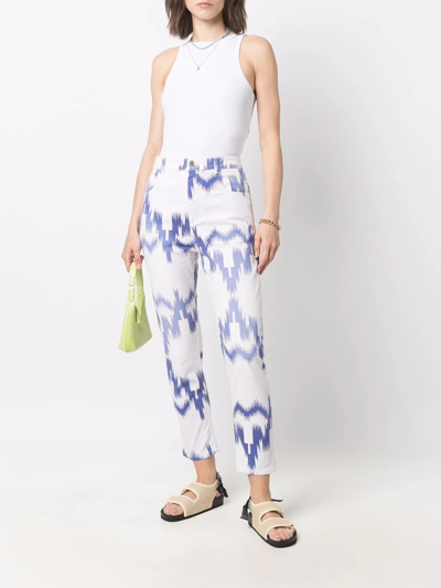 Isabel Marant Étoile Patterned Cropped Jeans In Weiss