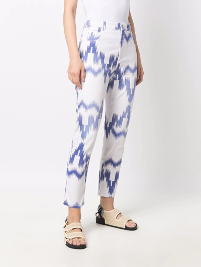 Shop Isabel Marant Étoile Patterned Cropped Jeans In Weiss
