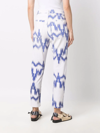 Shop Isabel Marant Étoile Patterned Cropped Jeans In Weiss