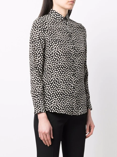 Shop Saint Laurent Dot-print Silk Shirt In Schwarz