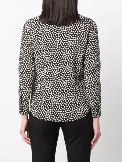 Shop Saint Laurent Dot-print Silk Shirt In Schwarz