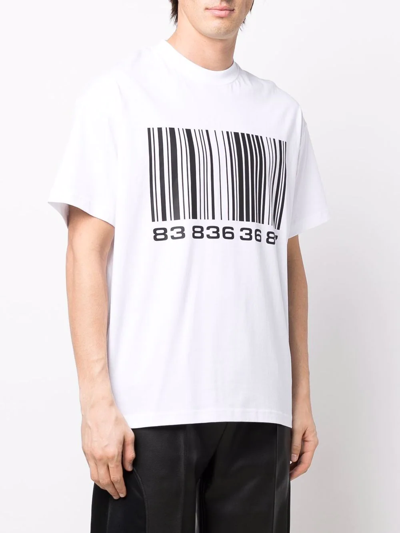 Shop Vtmnts Bar-code Print T-shirt In Weiss