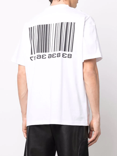 Shop Vtmnts Bar-code Print T-shirt In Weiss