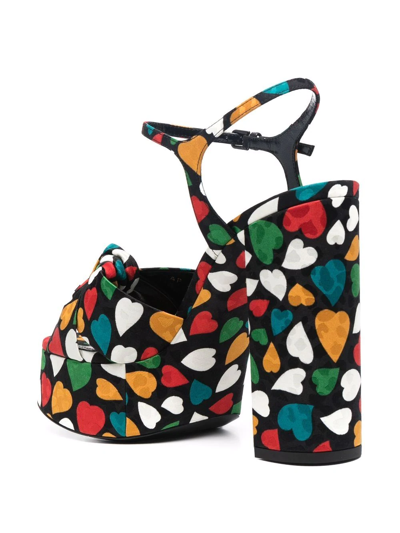 Shop Saint Laurent Heart-print Platform Sandals In Schwarz