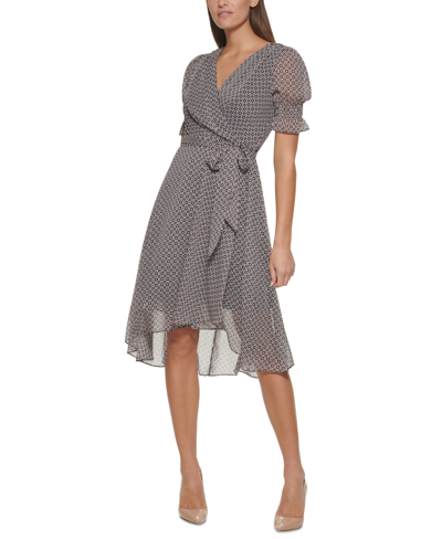 Tommy Hilfiger Printed Midi Dress In Black ballerina Pink ModeSens