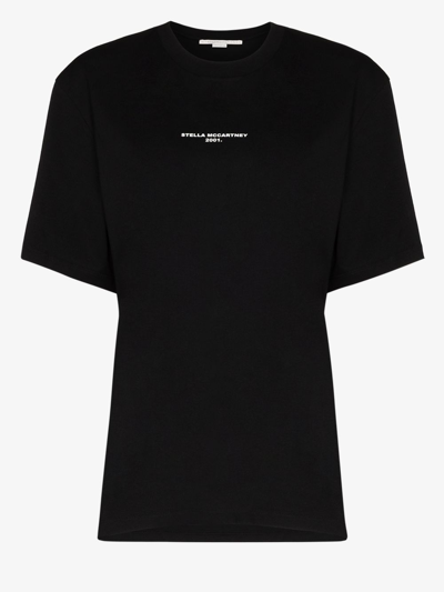 Shop Stella Mccartney Cotton Logo T-shirt In Black