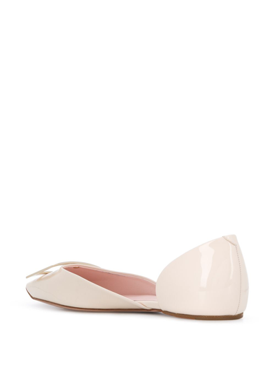 Shop Roger Vivier Trompette Dorsay Leather Ballet Flats In Beige