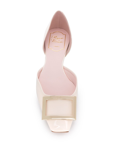 Shop Roger Vivier Trompette Dorsay Leather Ballet Flats In Beige