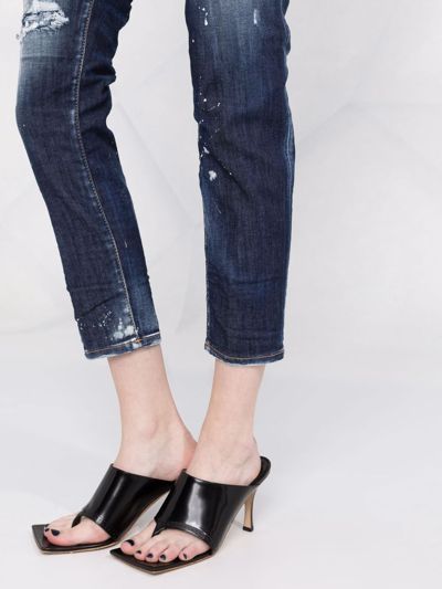 Shop Dsquared2 Jennifer Cropped Denim Jeans In Blue