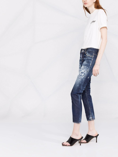 Shop Dsquared2 Jennifer Cropped Denim Jeans In Blue