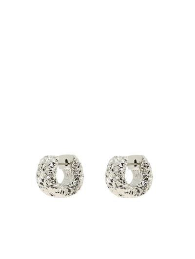Shop Balenciaga Alu Hoop Earrings In Silver