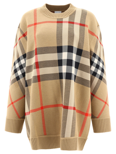 Shop Burberry Check Patterned Knit Sweater In Multi