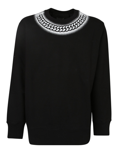 Shop Givenchy Tag Effect Embossed Chain Collar Sweatshirt In Black