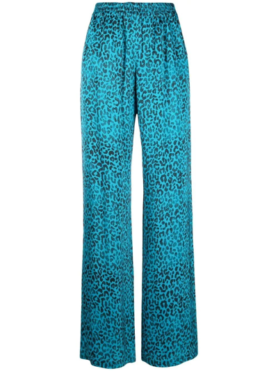 Shop Golden Goose Blue Leopard Print Straight Leg Pants