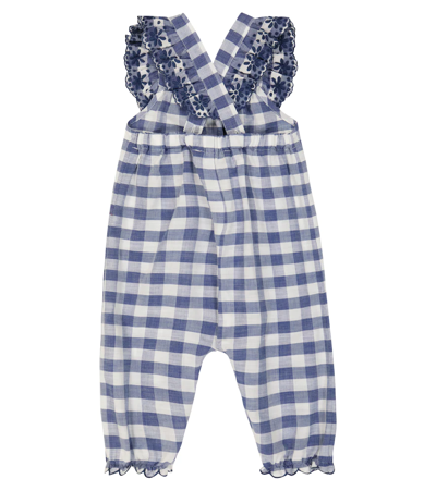 Tartine Et Chocolat Baby Checked Cotton Playsuit In Blanc