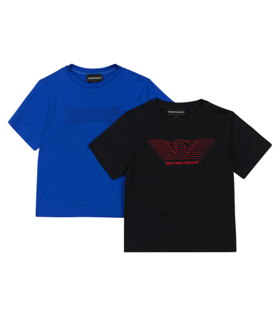 Shop Emporio Armani Set Of 2 Logo Jersey T-shirts In Navy