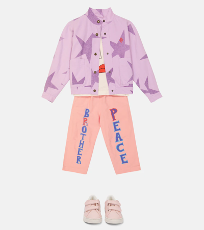 The Animals Observatory Star Print Cotton & Linen Jacket In Purple