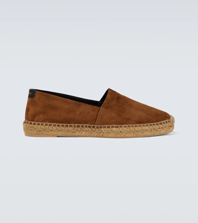 Shop Saint Laurent Suede Espadrilles In Land/nero