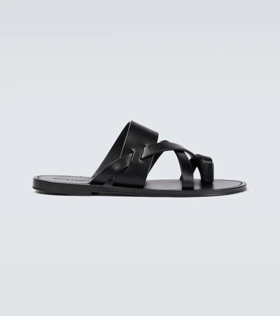 Shop Saint Laurent Culver Leather Sandals In Black