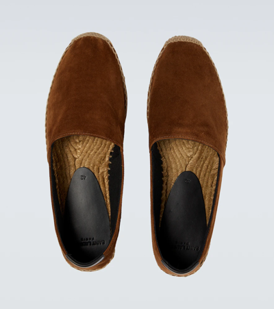 Shop Saint Laurent Suede Espadrilles In Land/nero