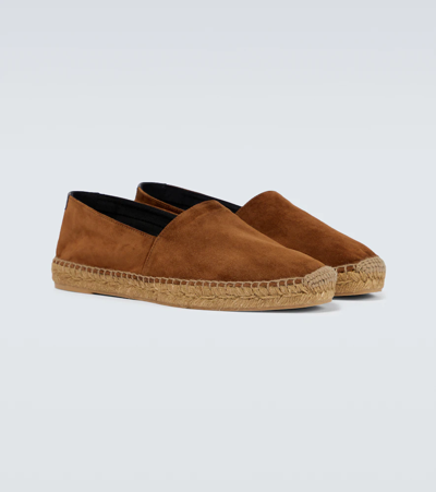 Shop Saint Laurent Suede Espadrilles In Land/nero