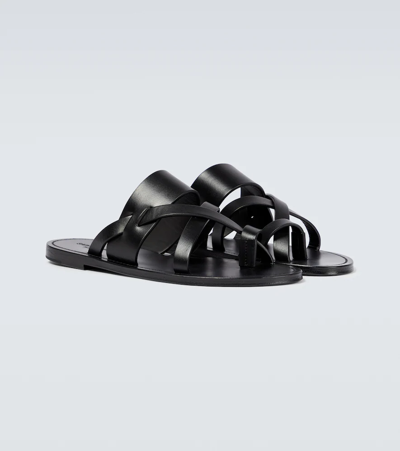 Shop Saint Laurent Culver Leather Sandals In Black