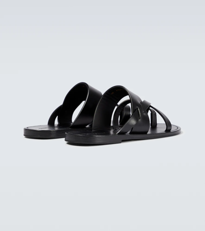 Shop Saint Laurent Culver Leather Sandals In Black