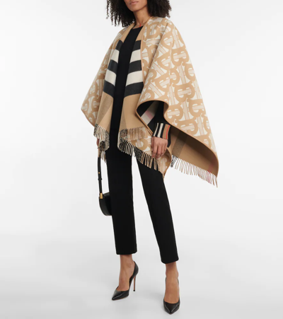 Shop Burberry Reversible Wool And Cashmere Cape In Archive Beige