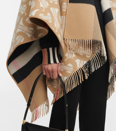 Shop Burberry Reversible Wool And Cashmere Cape In Archive Beige
