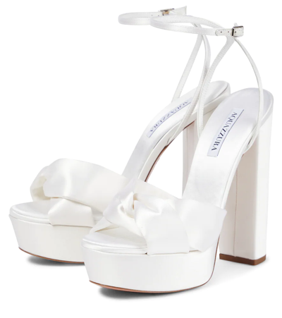 Shop Aquazzura Olie 140 Satin Platform Sandals In White