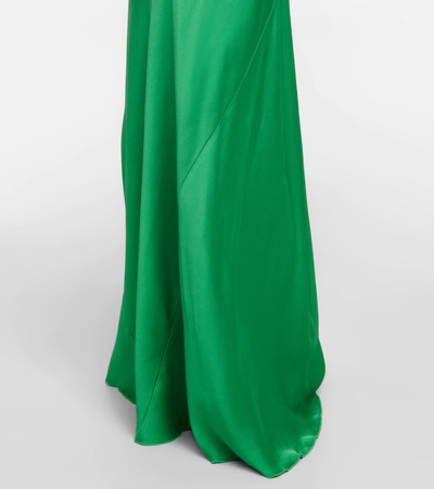 Shop Victoria Beckham Satin Slip Maxi Dress In Emerald Green