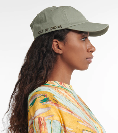 Shop Acne Studios Cotton Twill Cap In Sage Green