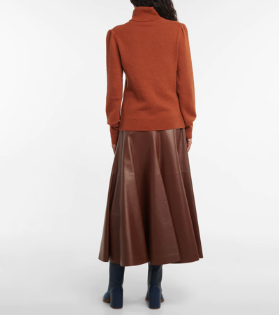 Chloé Turtleneck Cashmere-wool Sweater In Red