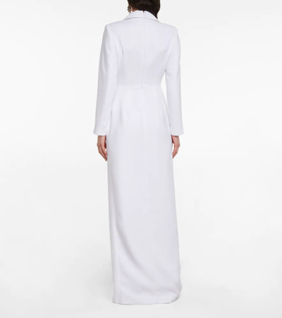 Shop Rasario Satin-paneled Crêpe Gown In White