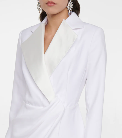 Shop Rasario Satin-paneled Crêpe Gown In White