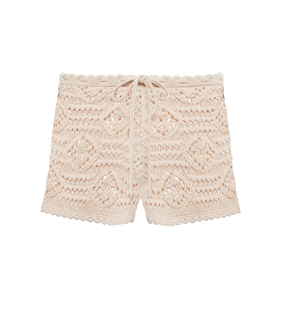 Shop Saint Laurent Crochet Wool Shorts In Naturel