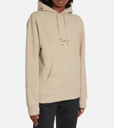 Shop Saint Laurent © Bruno V. Roels Cotton Hoodie In Mastic/multicolore